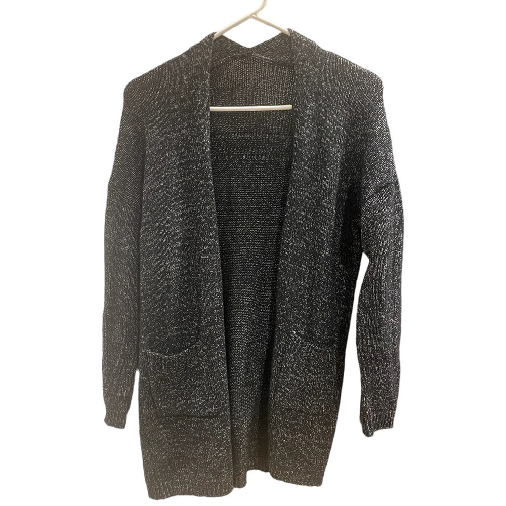 Boutique Knit Black/White Speckled Cardigan